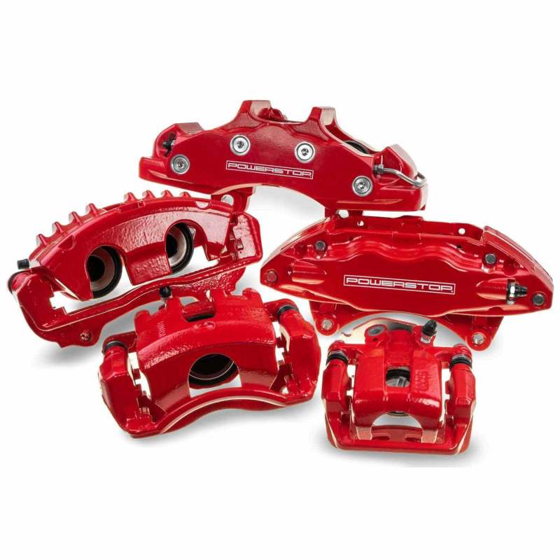 Power Stop 98-01 Audi A4 Rear Red Calipers w/Brackets - Pair