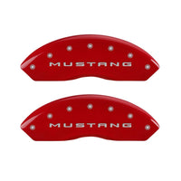 Thumbnail for MGP 4 Caliper Covers Engraved Front 2015/Mustang Engraved Rear 2015/37 Red finish silver ch