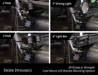 Thumbnail for Diode Dynamics 18-21 Jeep JL Wrangler/Gladiator SS3 Cowl LED Bracket Kit - Yellow Sport