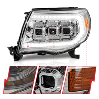 Thumbnail for ANZO 05-11 Toyota Tacoma LED Projector Headlights w/Light Bar Swtchbk Seq. Chrome w/Initiation Light