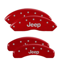Thumbnail for MGP 4 Caliper Covers Engraved Front & Rear JEEP Red finish silver ch