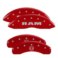 Thumbnail for MGP 4 Caliper Covers Engraved Front RAM Engraved Rear RAMHEAD Red finish silver ch