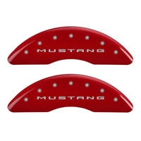 Thumbnail for MGP 4 Caliper Covers Engraved Front 2015/Mustang Engraved Rear 2015/50 Red finish silver ch