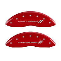 Thumbnail for MGP 4 Caliper Covers Engraved Front & Rear With stripes/Challenger Red finish silver ch