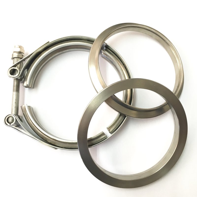 Ticon Industries 3.5in Titanium V-Band Clamp Assembly (2 Flanges/1 Clamp)