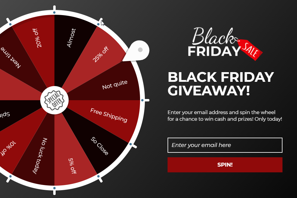 SPIN & WIN!  BLACK FRIDAY/CYBER MONDAY GIVEAWAY!