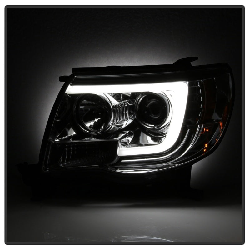 Spyder Toyota Tacoma 05-11 Projector Headlights - Light Bar DRL - Chrome PRO-YD-TT05V2-LB-C