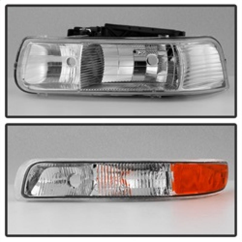 xTune Chevy Silverado 1500 99-02 OEM Style Headlights w/ Bumper Lights - Chrome HD-JH-CSIL99-OE-SET