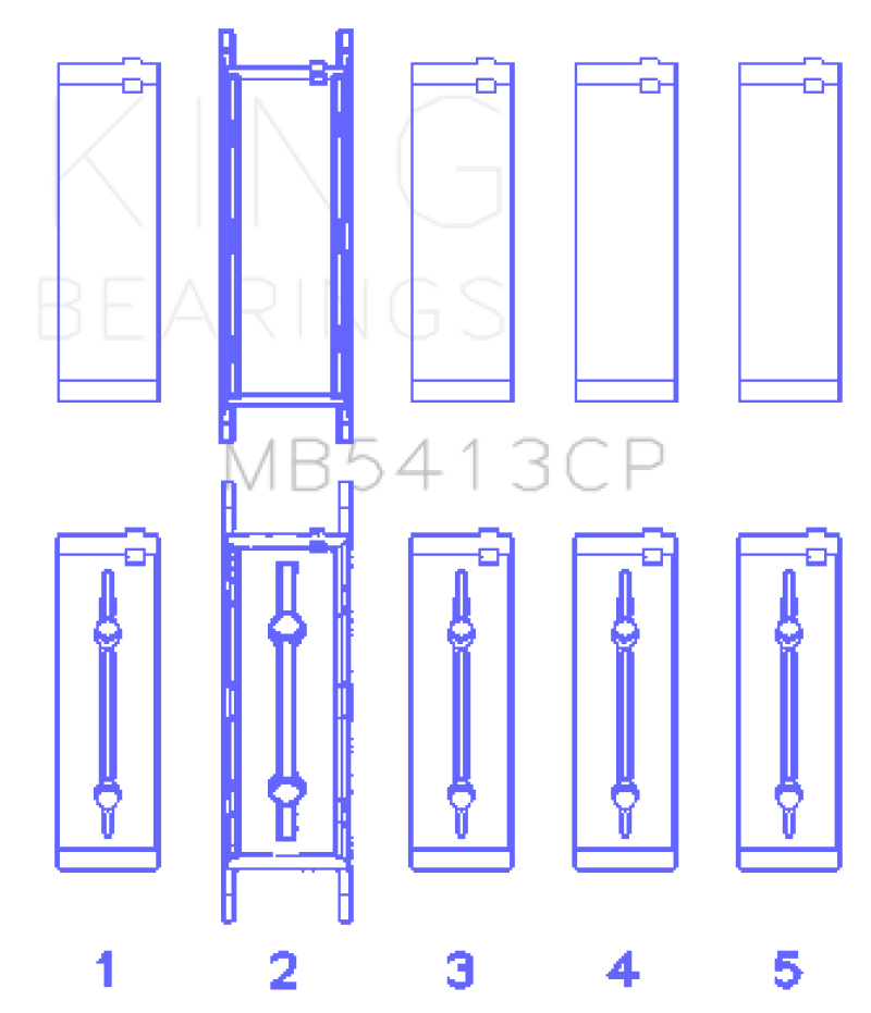 King Opel LNF / LSJ / L42/61 / Z22SE Crankshaft Main Bearing Set (Set of 5)