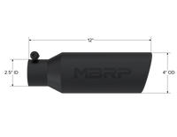 Thumbnail for MBRP Universal Tip 4in O.D. Angled Rolled End 2.5in inlet 12in length Black