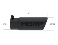 Thumbnail for MBRP Universal Tip 3-1/2in O.D. Angled Rolled End - 3in ID Inlet 10in Length - Black