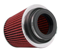 Thumbnail for K&N Universal Air Filter Chrome Round Tapered Red - 4in ID x 1.125in L x 5.5in H (Multi Lingual)