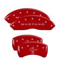 Thumbnail for MGP 4 Caliper Covers Engraved Front Mustang Engraved Rear Bar & Pony Red finish silver ch