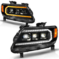 Thumbnail for ANZO 15-22 Chevy Colorado Blk Housing Full LED DRL Projector Headlight w/ Sequential Light Bar