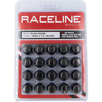 Thumbnail for Raceline 12x1.5mm Spline Black Lug Nuts (20 Pack)