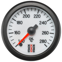 Thumbnail for Autometer Stack 52mm 140-280 Deg F 1/8in NPTF Male Pro Stepper Motor Oil Temp Gauge - White