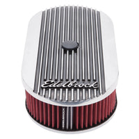 Thumbnail for Edelbrock Air Cleaner Elite II Oval Single 4-Bbl Carb 2 5In Red Element Polished
