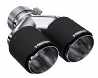 Thumbnail for MBRP 3in ID / Dual 4in OD Out Staggered L 9.37in / R 9.87in Dual Wall Carbon Fiber Univ Exhaust Tip