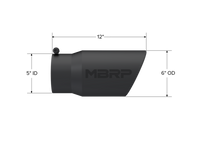 Thumbnail for MBRP Universal Tip 6in O.D. Angled Rolled End 5 inlet 12 length - Black Finish