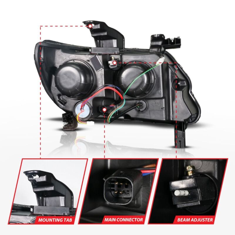 ANZO 15-22 Chevy Colorado Full LED Headlights w/ Initiation (Amber DRL) - Black