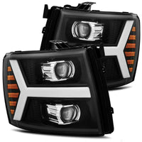 Thumbnail for AlphaRex 07-13 Chevy 1500HD PRO-Series Proj Headlight Plank Style Matte Blk w/Activ Light/Seq Signal