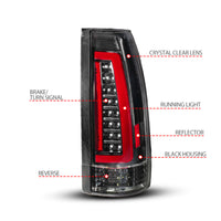 Thumbnail for ANZO 88-99 Chevy/GMC C/K1500/2500/3500 Full LED Light Tube Taillights Black Housing Clear Lens