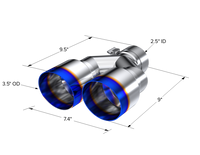 Thumbnail for MBRP Universal T304 SS Dual Burnt End Tip 3.5in OD/2.5in Inlet