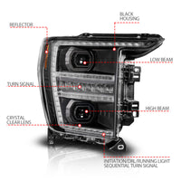 Thumbnail for Anzo 21-23 Ford F150 LED Projector Headlight w/Switchback+Sequential - Black (Passenger Side Only)