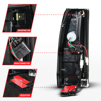 Thumbnail for ANZO 88-99 Chevy/GMC C/K1500/2500/3500 Full LED Light Tube Taillights Black Housing Smoke Lens