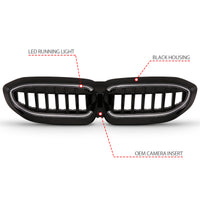 Thumbnail for Anzo 19-22 BMW 3 Series Black Housing Full LED Front Grille w/ Initiation & Running Light