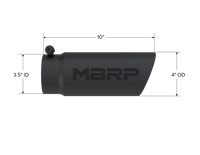Thumbnail for MBRP Universal Tip 4 O.D. Angled Rolled End 3.5 inlet 10 length- Black Finish