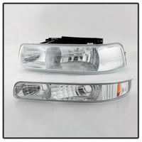 Thumbnail for Xtune Chevy TahOE 00-06 Amber Crystal Headlights w/ Bumper Lights Chrome HD-JH-CSIL99-SET-AM-C