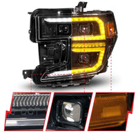 Thumbnail for Anzo 19-21 GMC Sierra 1500 LED Projector Headlight w/Switchback+Sequential - Black