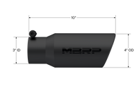 Thumbnail for MBRP Universal Tip 4in OD 3in Inlet 10in Length Angled Rolled End Black