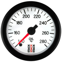 Thumbnail for Autometer Stack 52mm 140-280 Deg F 1/8in NPTF Male Pro Stepper Motor Oil Temp Gauge - White