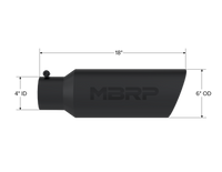 Thumbnail for MBRP Universal Tip 6in OD Rolled End 4in Inlet 18in L Black Coated Exhaust Tip