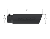 Thumbnail for MBRP Universal 5in OD Angled Rolled End 4in Inlet 18in Lgth Black Finish Exhaust Tip