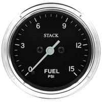 Thumbnail for Autometer Stack 52mm 0-15 PSI 1/8in NPTF Male Pro Stepper Motor Fuel Pressure Gauge - Classic