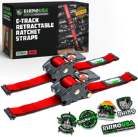Thumbnail for Rhino USA Retractable Ratchet Straps (2Pk 1Inx10Ft) Red