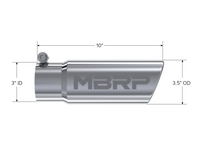 Thumbnail for MBRP Universal Tip 3in O.D. Angled Rolled End 3 inlet 10 length