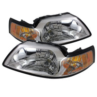 Thumbnail for Xtune Ford MUStang 99-04 Amber Crystal Headlights Chrome HD-JH-FM99-AM-C