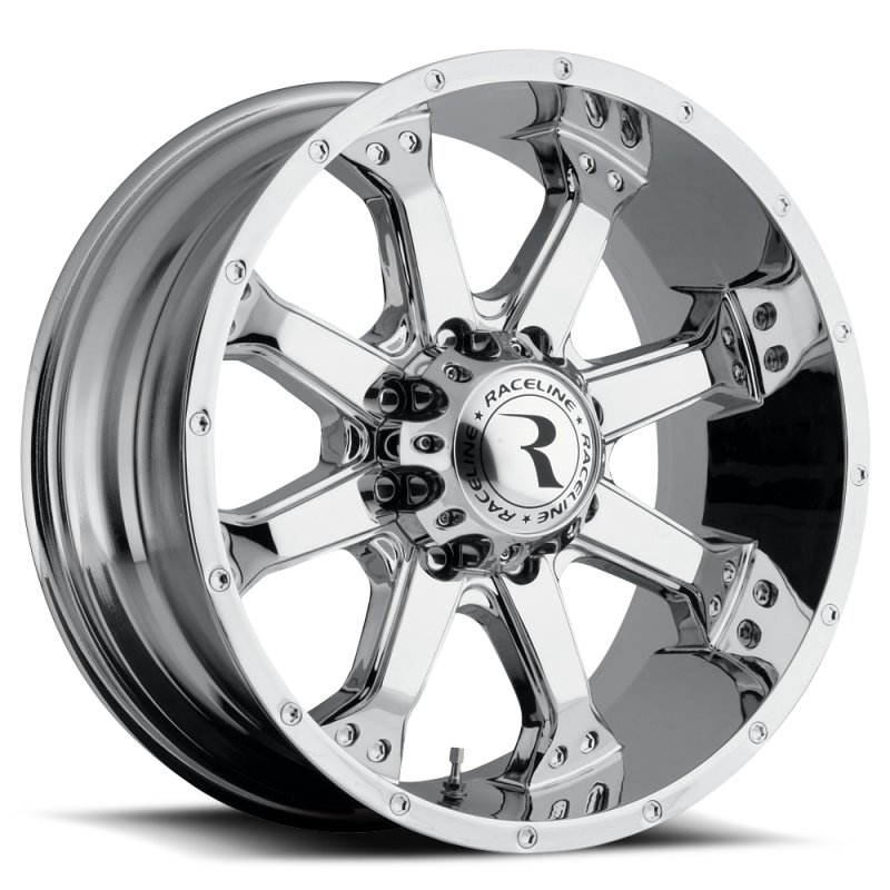 Raceline 991C Assault 16x8in / 5x127 BP / 0mm Offset / 78.1mm Bore - Chrome Wheel