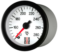 Thumbnail for Autometer Stack 52mm 140-280 Deg F 1/8in NPTF Male Pro Stepper Motor Oil Temp Gauge - White
