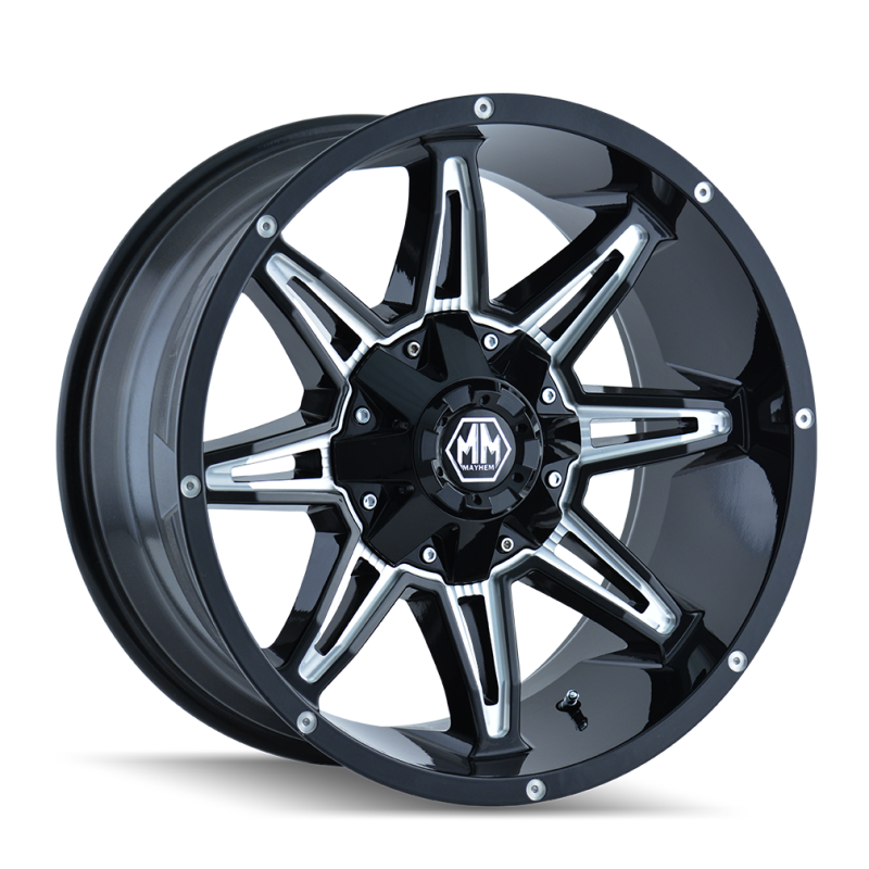 Mayhem 8090 Rampage 20x9 / 8x165.1 BP / 0mm Offset / 130.8mm Hub Gloss Black Milled Wheel