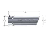 Thumbnail for MBRP Universal Tip 6in OD Angled Rolled End 5in Inlet 18in Lgth T304 Exhaust