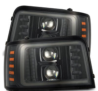 Thumbnail for AlphaRex 92-96 Ford F-Series/Bronco PRO-Series Proj Headlights Alpha-Blk w/Seq. Sig & DRL
