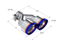 Thumbnail for MBRP Burnt End Tip 2.5 ID Dual 4 OD Out 9.5 length Single wall 304 Stainless Steel Driver Side