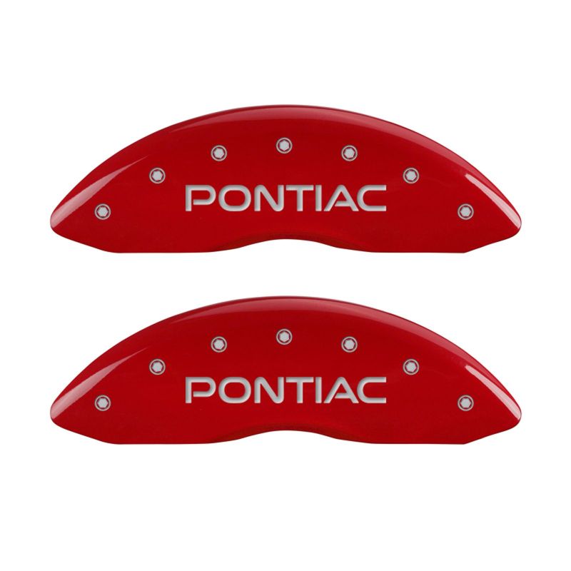 MGP 4 Caliper Covers Engraved Front Pontiac Engraved Rear GTO Red finish silver ch