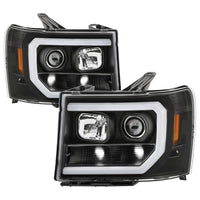 Thumbnail for Spyder 07-13 GMC Sierra 1500-3500 Ver 2 Proj Headlights - DRL LED - All Blk PRO-YD-GS07V2-LBDRL-BKV2