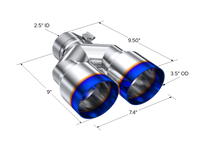Thumbnail for MBRP Burnt End Tip 2.5 ID, Dual 3.5 OD Out, 9.5 length, Single wall 304 Stainless Steel